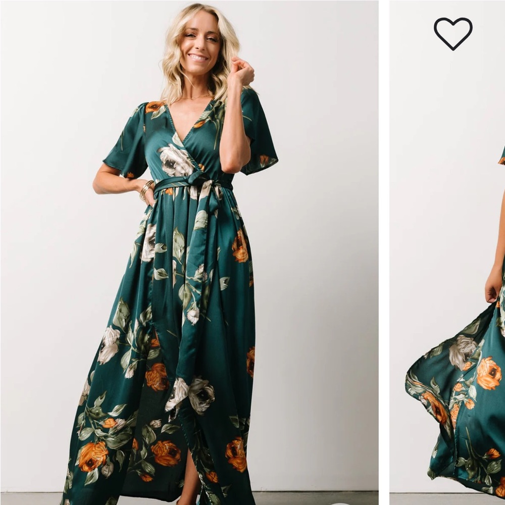 Baltic Born Sicily Satin Maxi Dress | Deep Topaz Floral